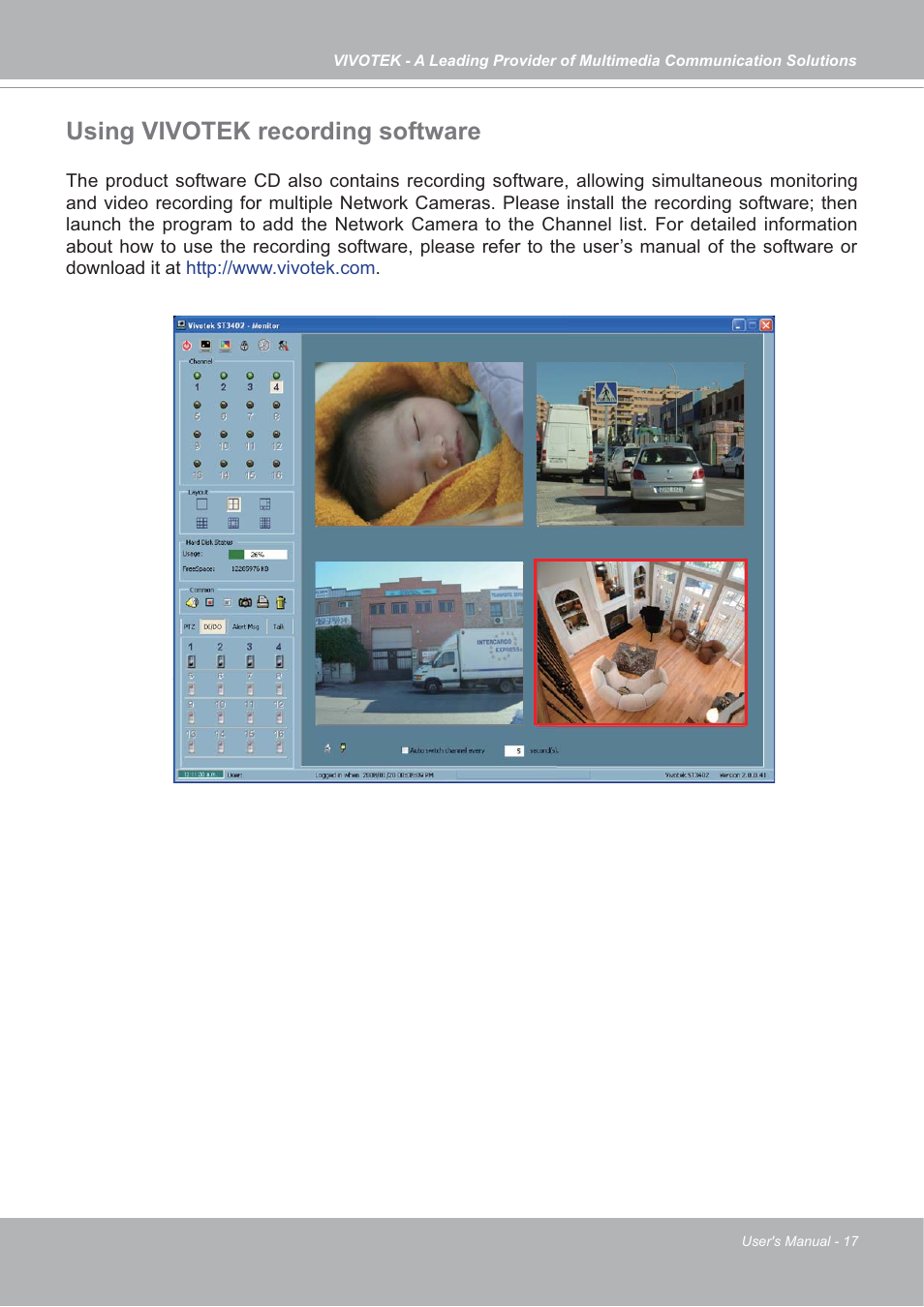 Using vivotek recording software | Vivotek FD7132 User Manual | Page 17 / 115