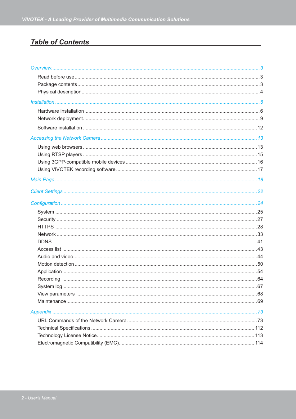 Vivotek FD7132 User Manual | Page 2 / 115