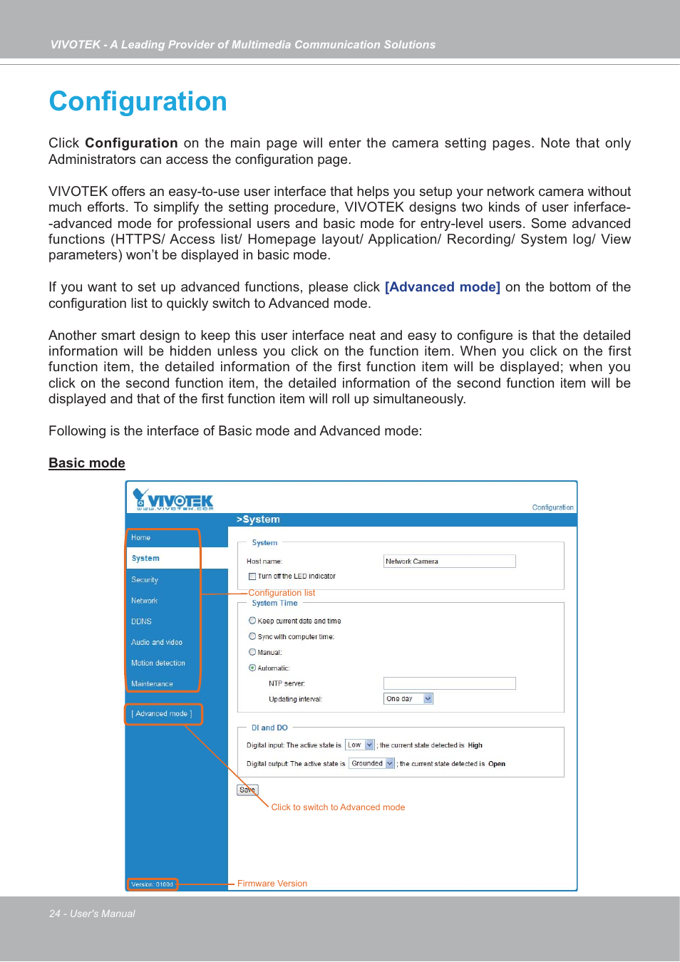 Conﬁguration | Vivotek FD7132 User Manual | Page 24 / 115