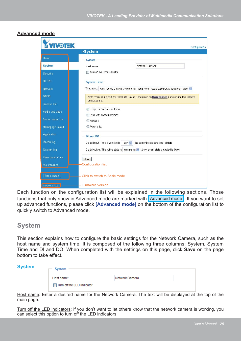 System | Vivotek FD7132 User Manual | Page 25 / 115