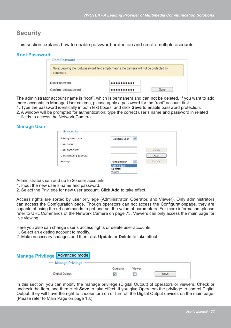 Security | Vivotek FD7132 User Manual | Page 27 / 115