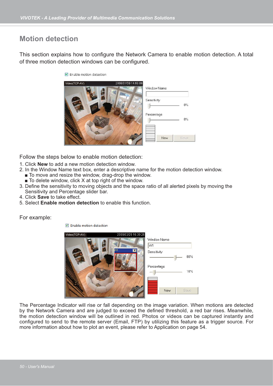 Motion detection | Vivotek FD7132 User Manual | Page 50 / 115