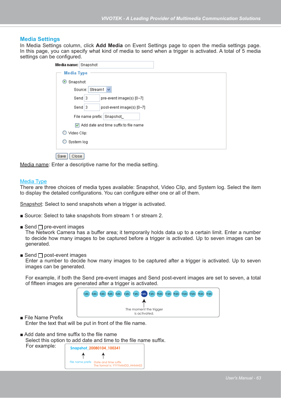 Media settings | Vivotek FD7132 User Manual | Page 63 / 115