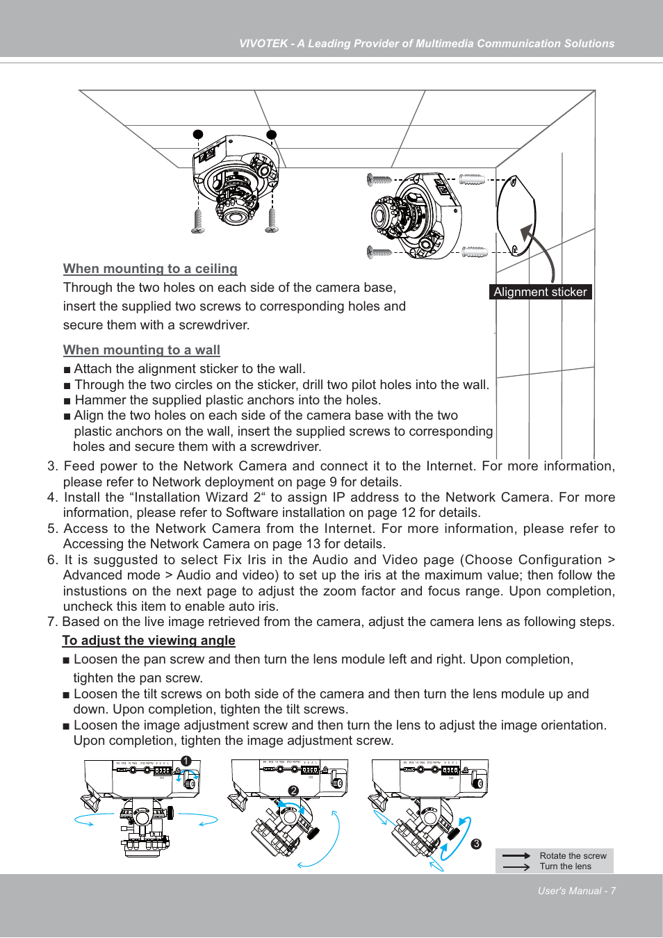 Alignment sticker, User's manual - 7 | Vivotek FD7132 User Manual | Page 7 / 115