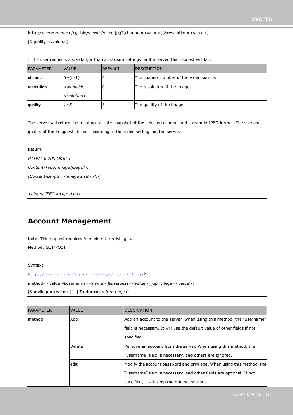 Account management | Vivotek PZ7112 User Manual | Page 117 / 126