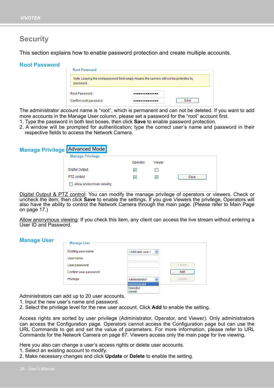 Security | Vivotek PZ7112 User Manual | Page 26 / 126