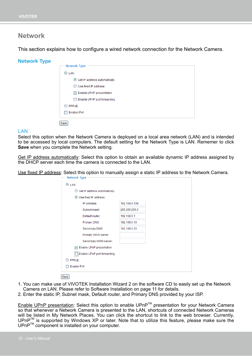 Network | Vivotek PZ7112 User Manual | Page 32 / 126