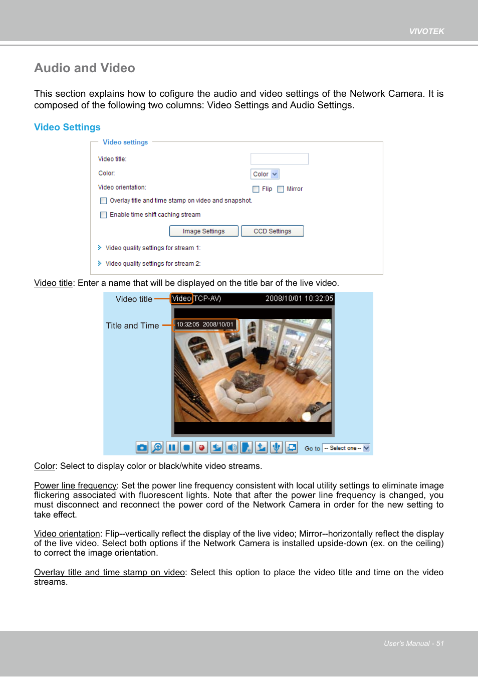 Audio and video | Vivotek PZ7112 User Manual | Page 51 / 126