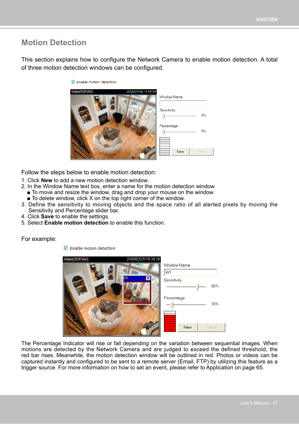 Motion detection | Vivotek PZ7112 User Manual | Page 57 / 126