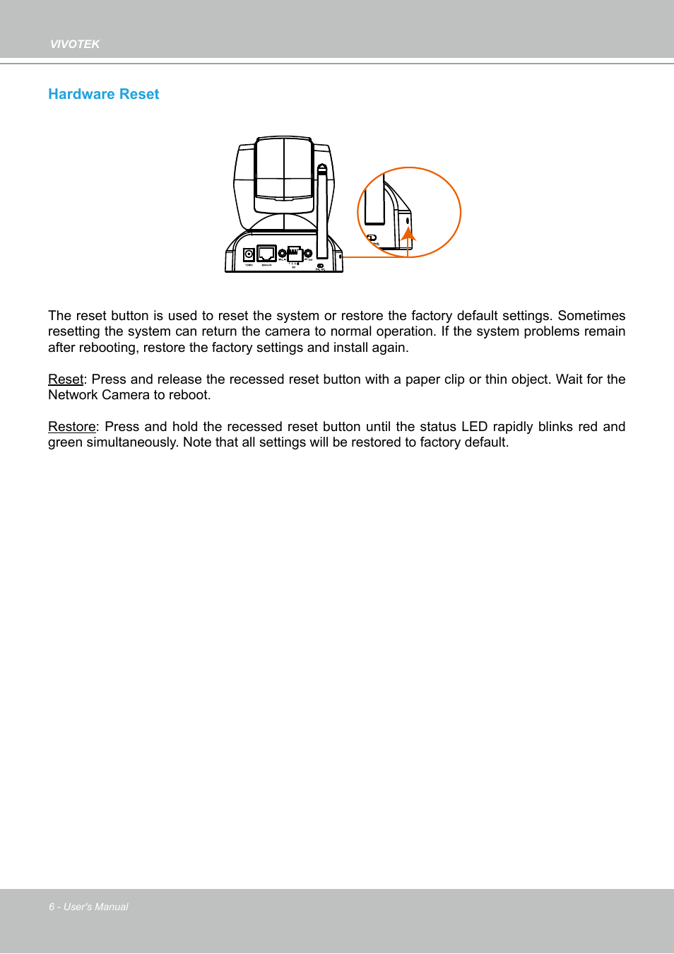 Hardware reset | Vivotek PZ7112 User Manual | Page 6 / 126