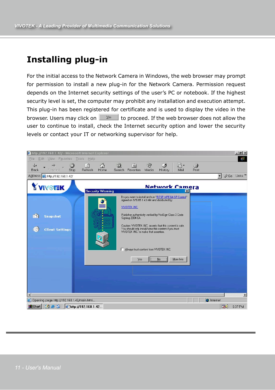 Installing plug-in | Vivotek IP7131 User Manual | Page 12 / 73