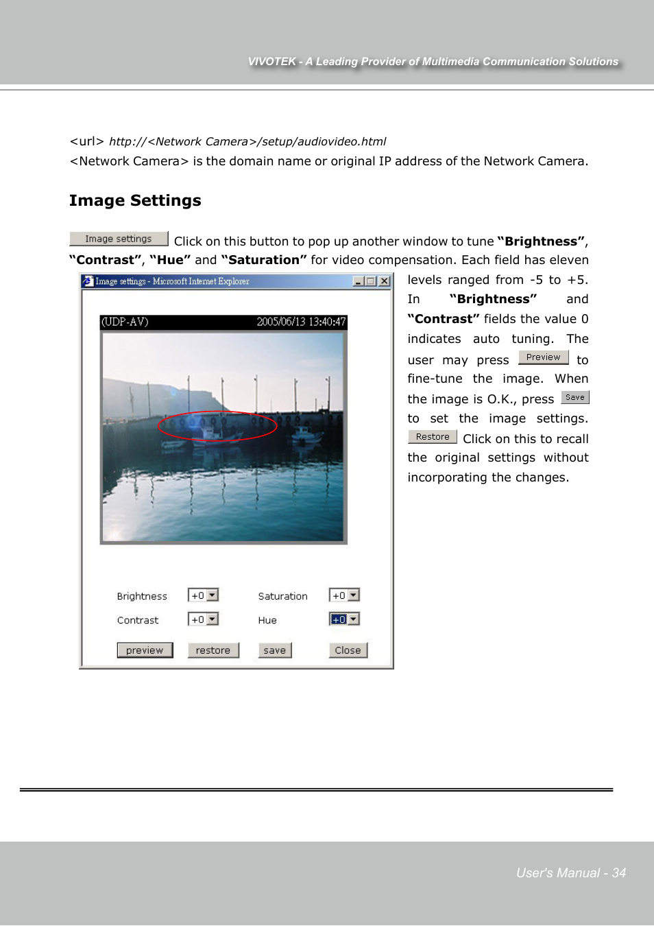 Image settings | Vivotek IP7131 User Manual | Page 35 / 73