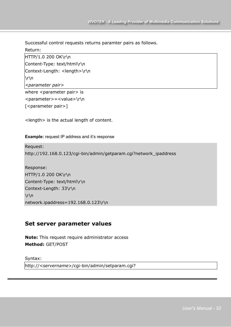 Set server parameter values | Vivotek IP7131 User Manual | Page 53 / 73