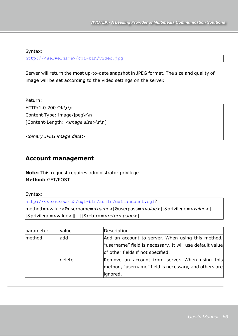 Account management | Vivotek IP7131 User Manual | Page 67 / 73