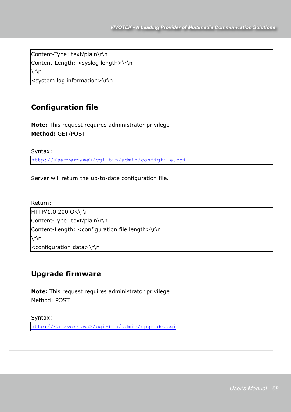 Configuration file, Upgrade firmware | Vivotek IP7131 User Manual | Page 69 / 73