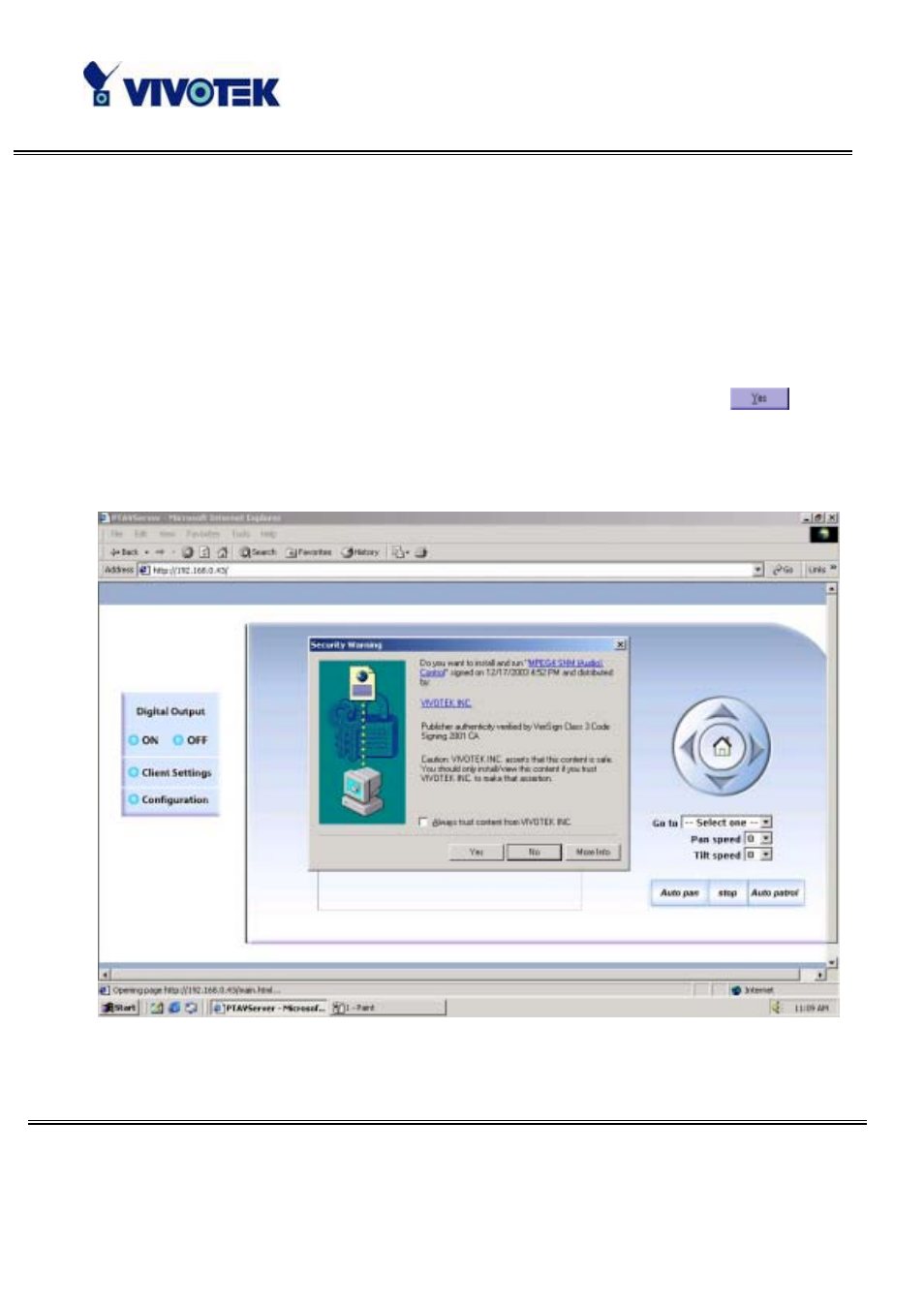 Installing plug-in | Vivotek PT3112/3122 User Manual | Page 12 / 61