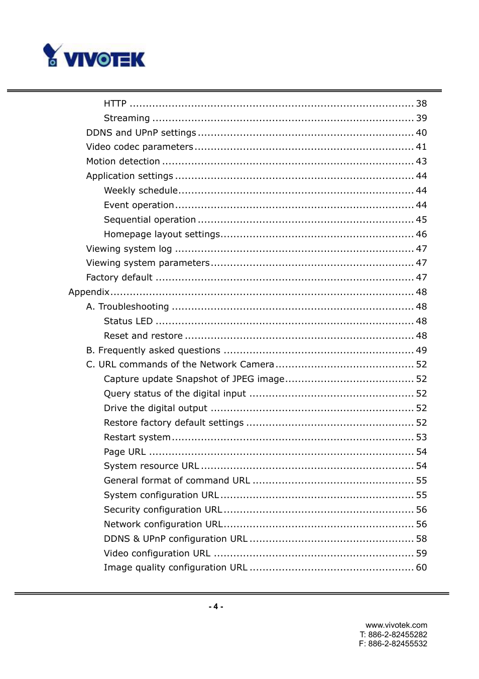 Vivotek IP3112/IP3122 User Manual | Page 5 / 65