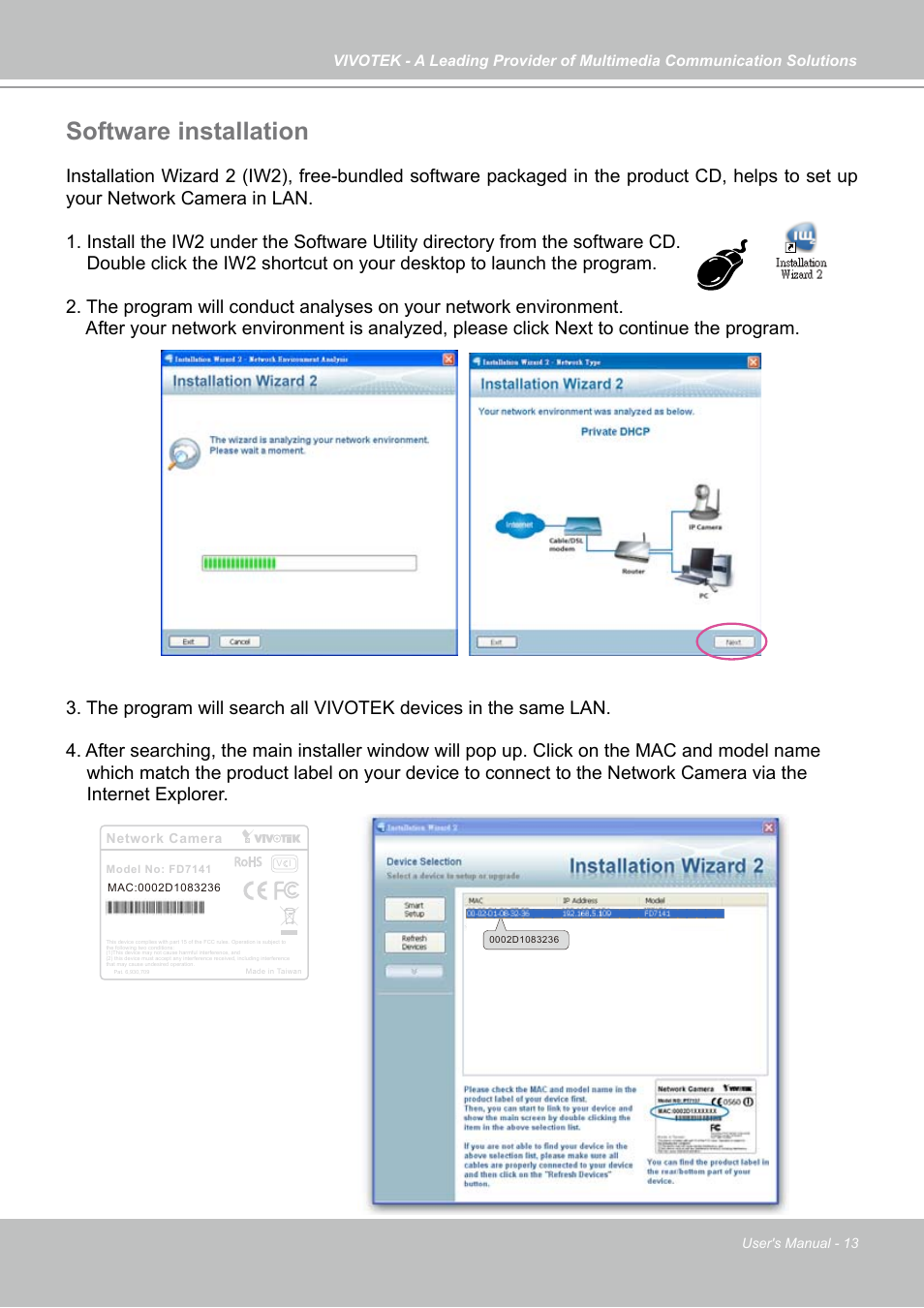 Software installation | Vivotek FD7141(V) User Manual | Page 13 / 132