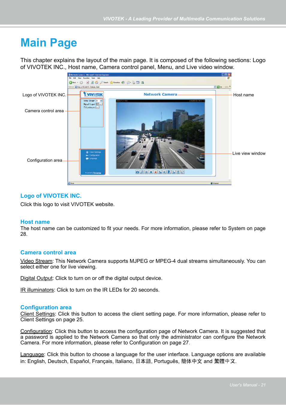 Main page | Vivotek FD7141(V) User Manual | Page 21 / 132