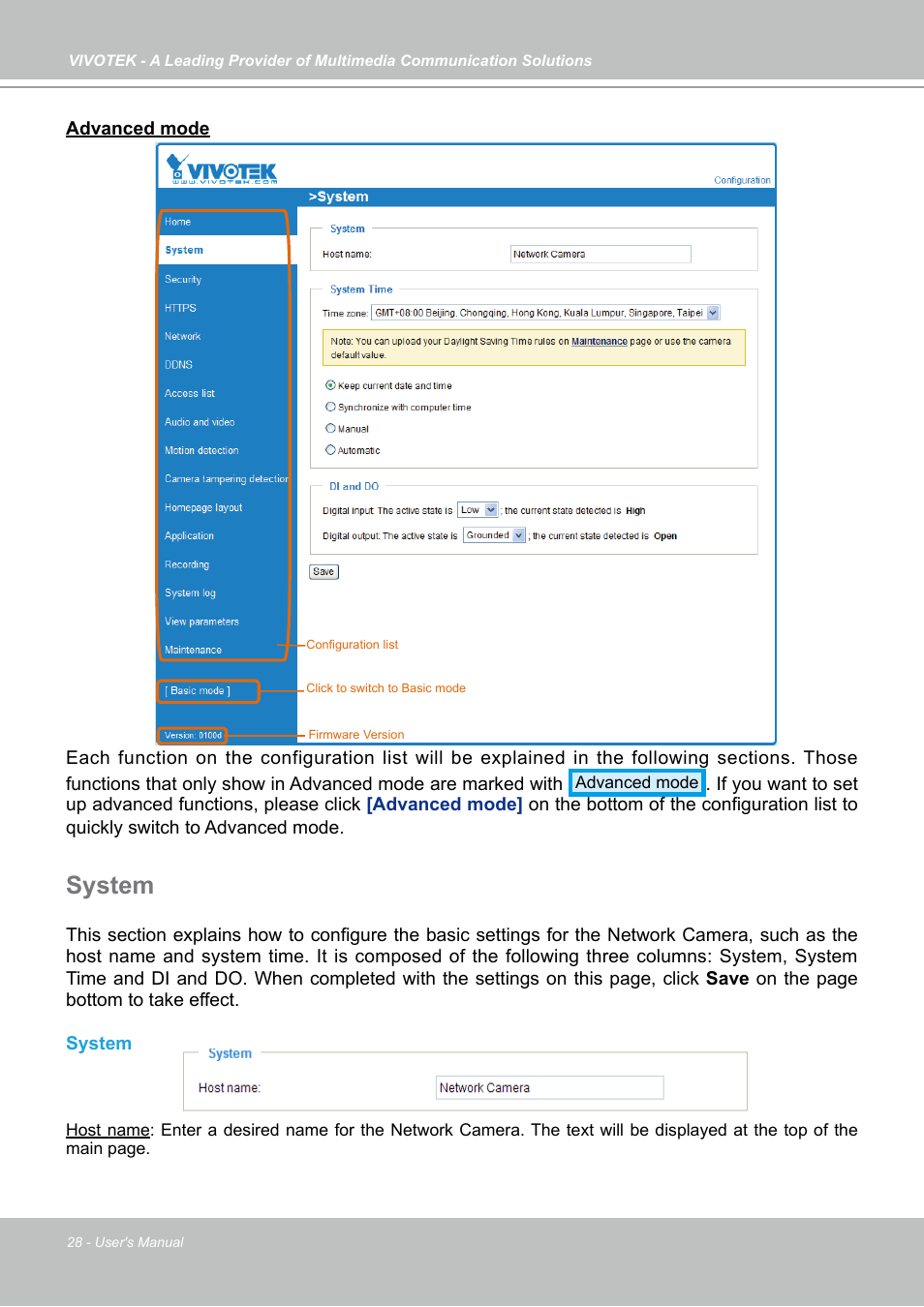 System | Vivotek FD7141(V) User Manual | Page 28 / 132