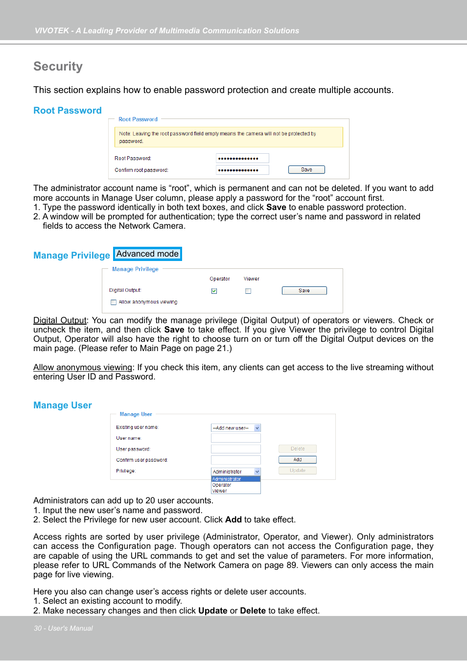 Security | Vivotek FD7141(V) User Manual | Page 30 / 132