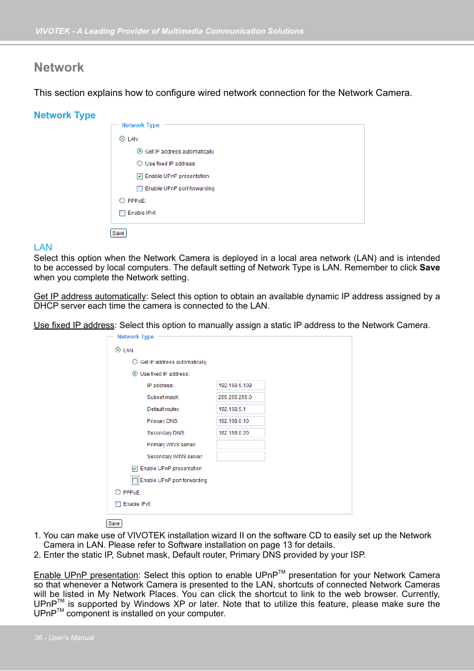 Network | Vivotek FD7141(V) User Manual | Page 36 / 132