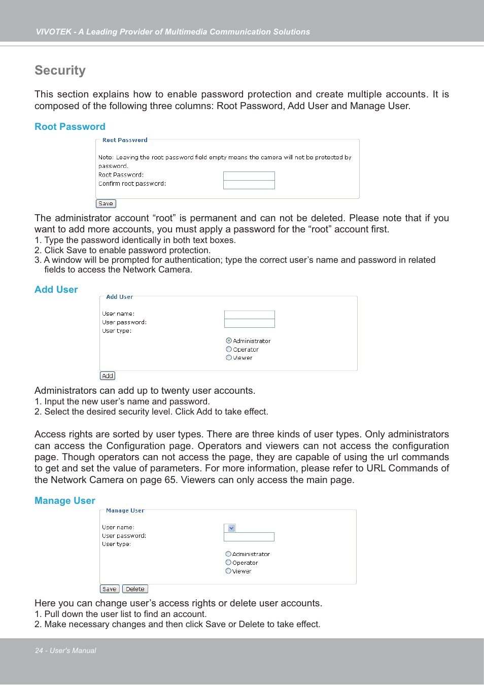 Security | Vivotek IP7142 User Manual | Page 24 / 95