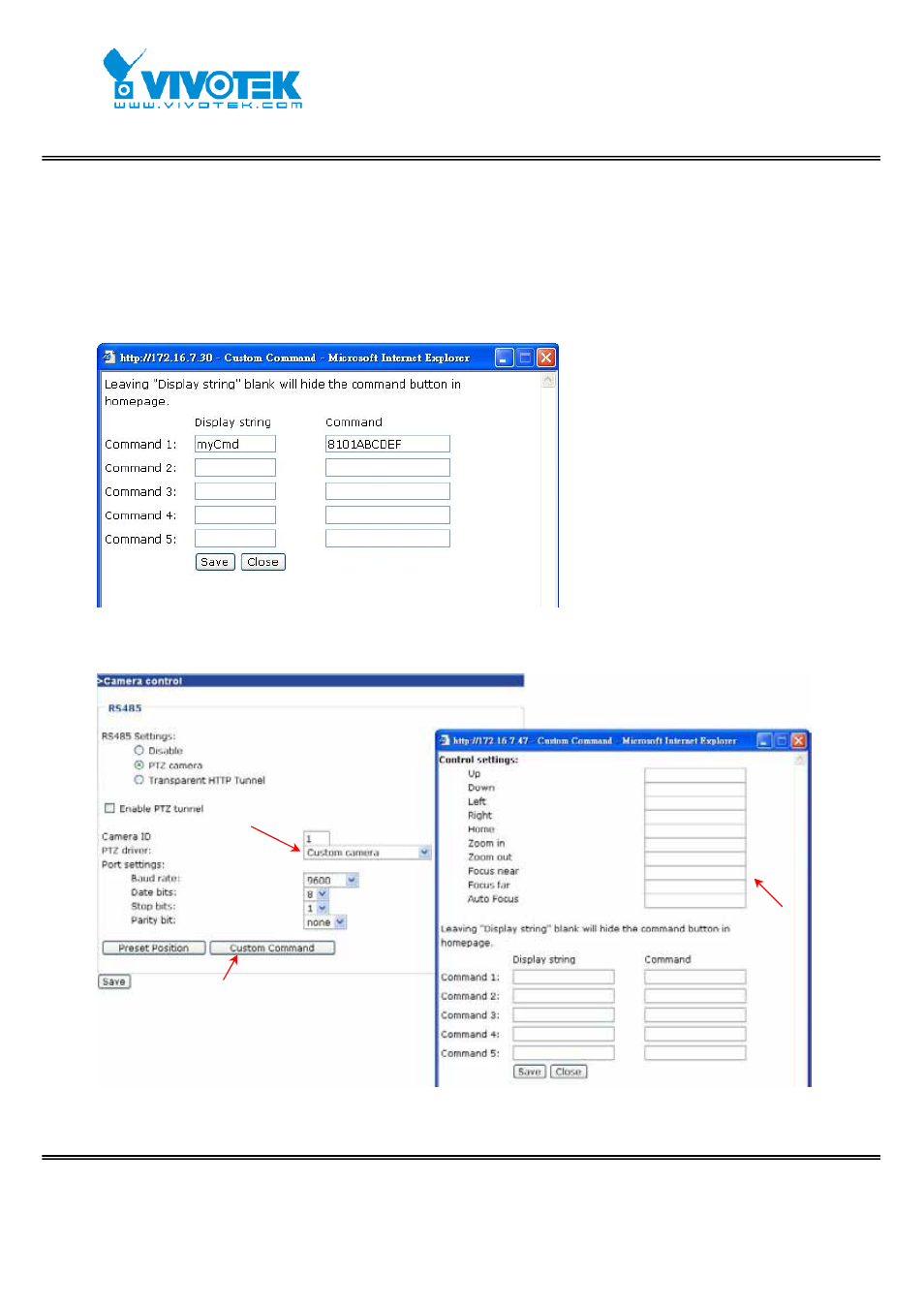 Custom command | Vivotek IP7152 User Manual | Page 52 / 106