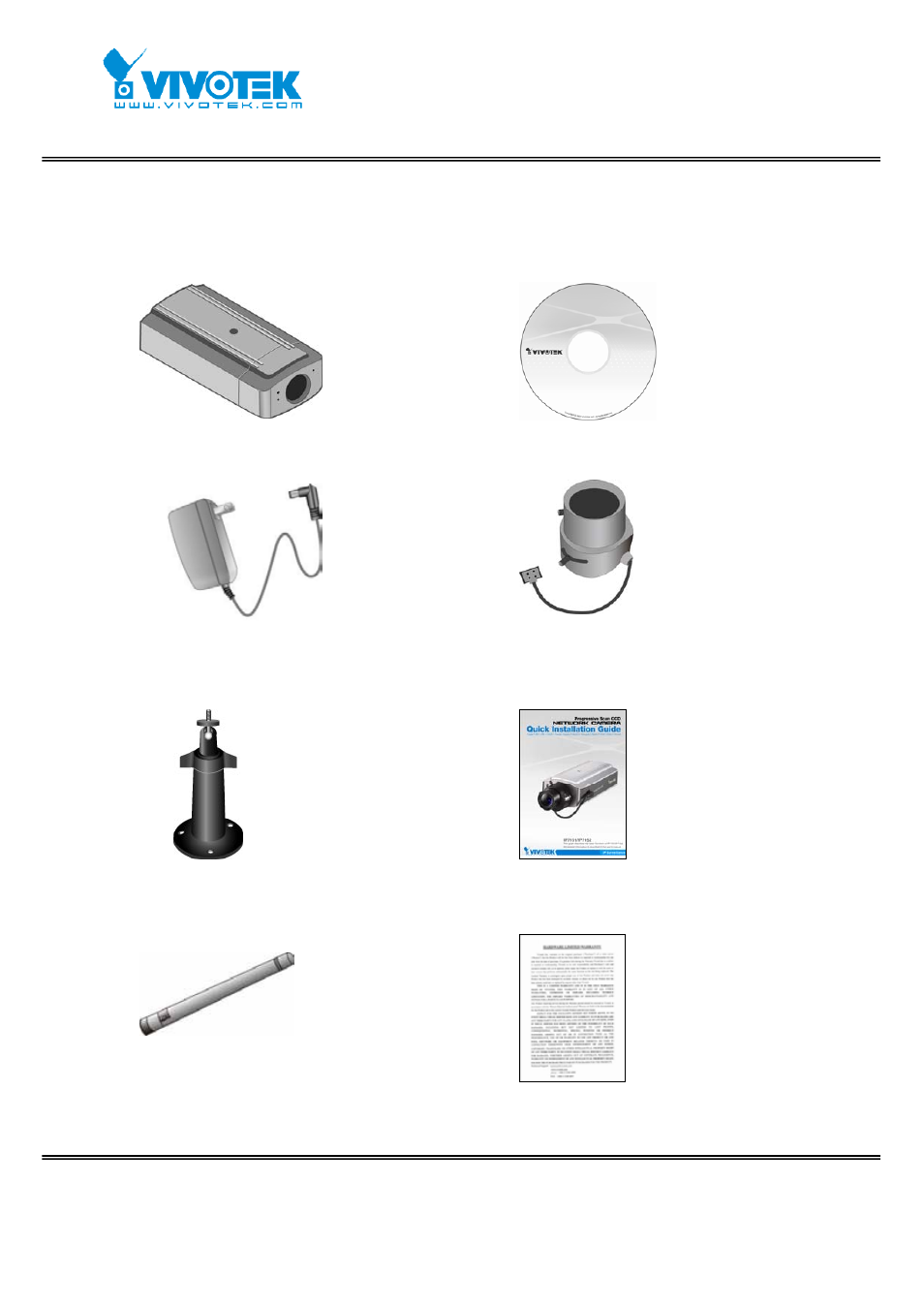 Package contents | Vivotek IP7152 User Manual | Page 7 / 106