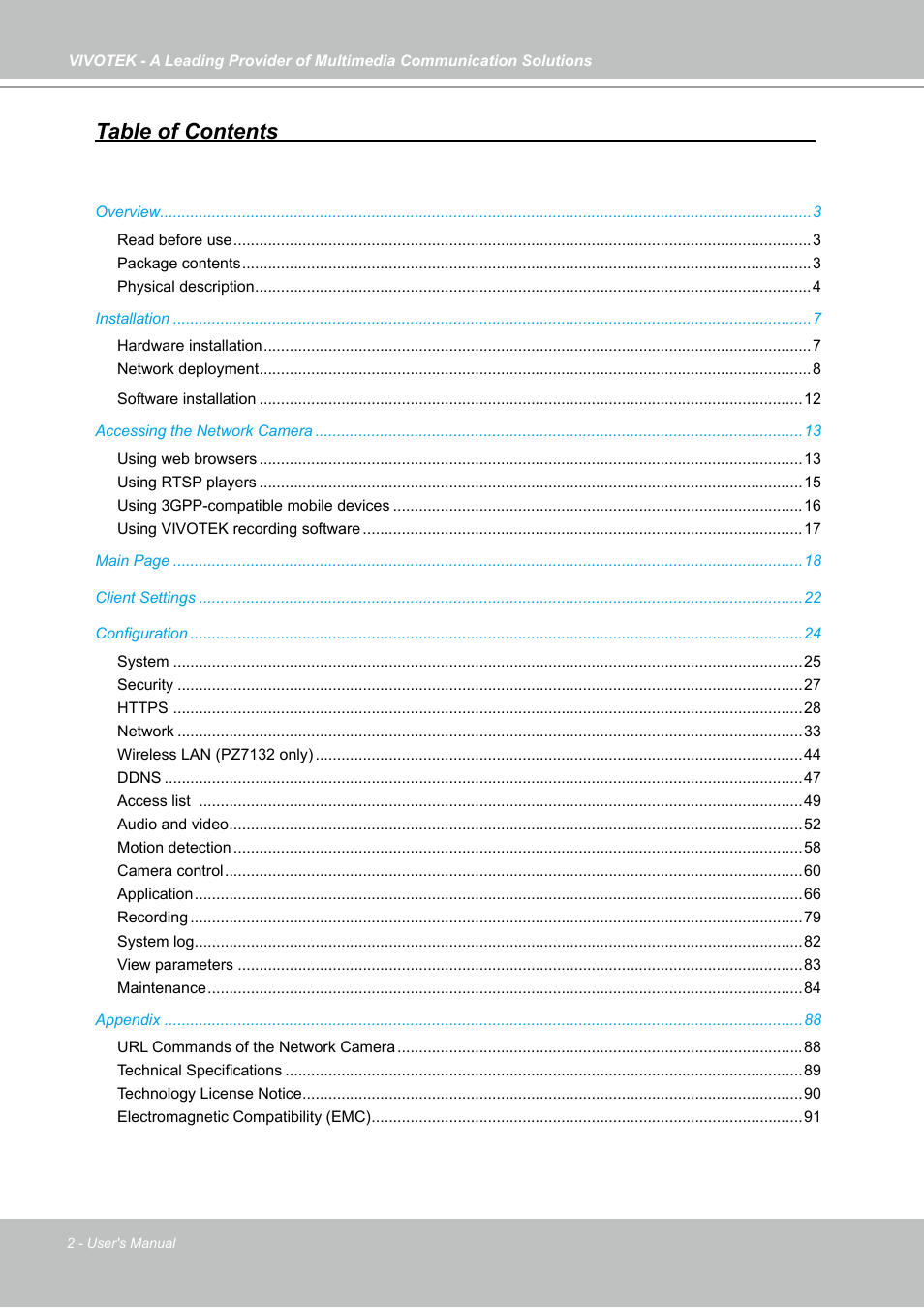 Vivotek PZ7131 User Manual | Page 2 / 130