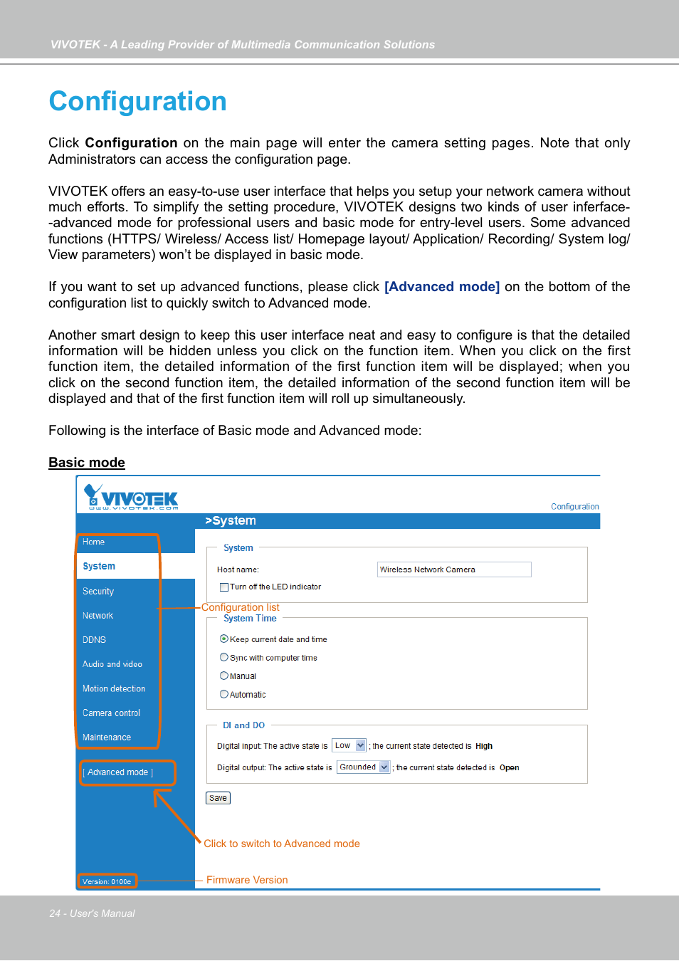 Configuration | Vivotek PZ7131 User Manual | Page 24 / 130