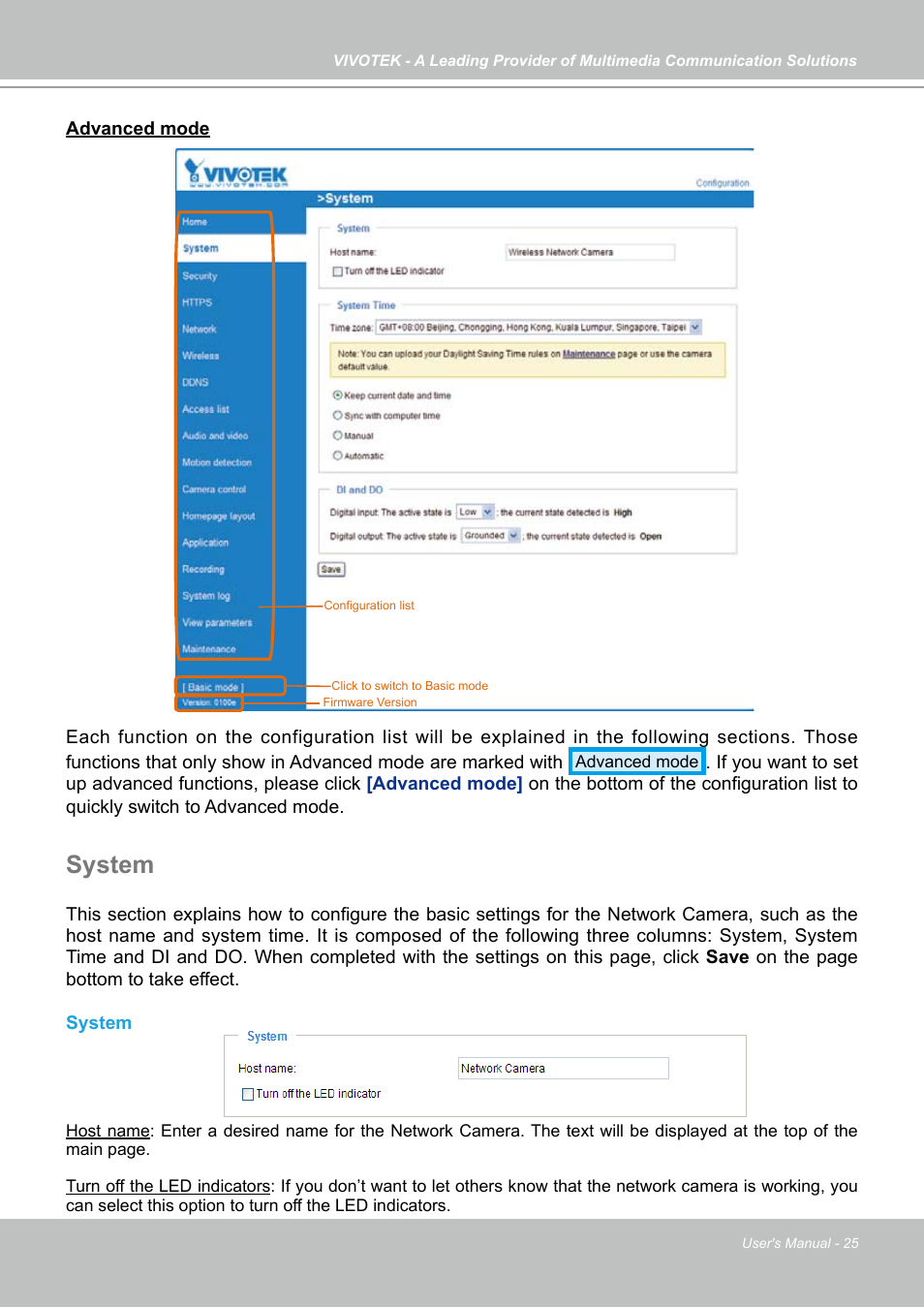 System | Vivotek PZ7131 User Manual | Page 25 / 130