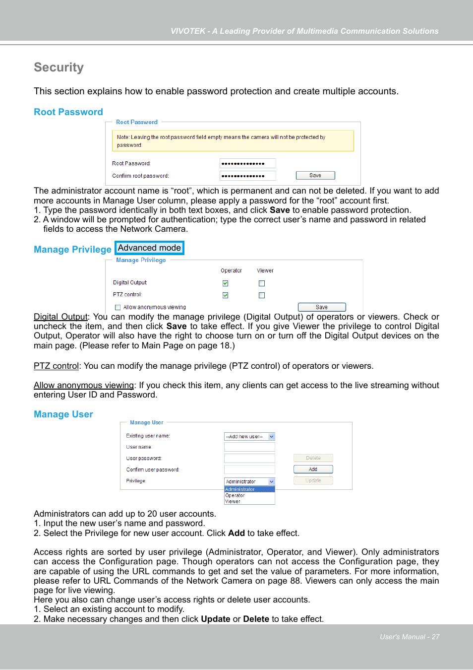 Security | Vivotek PZ7131 User Manual | Page 27 / 130
