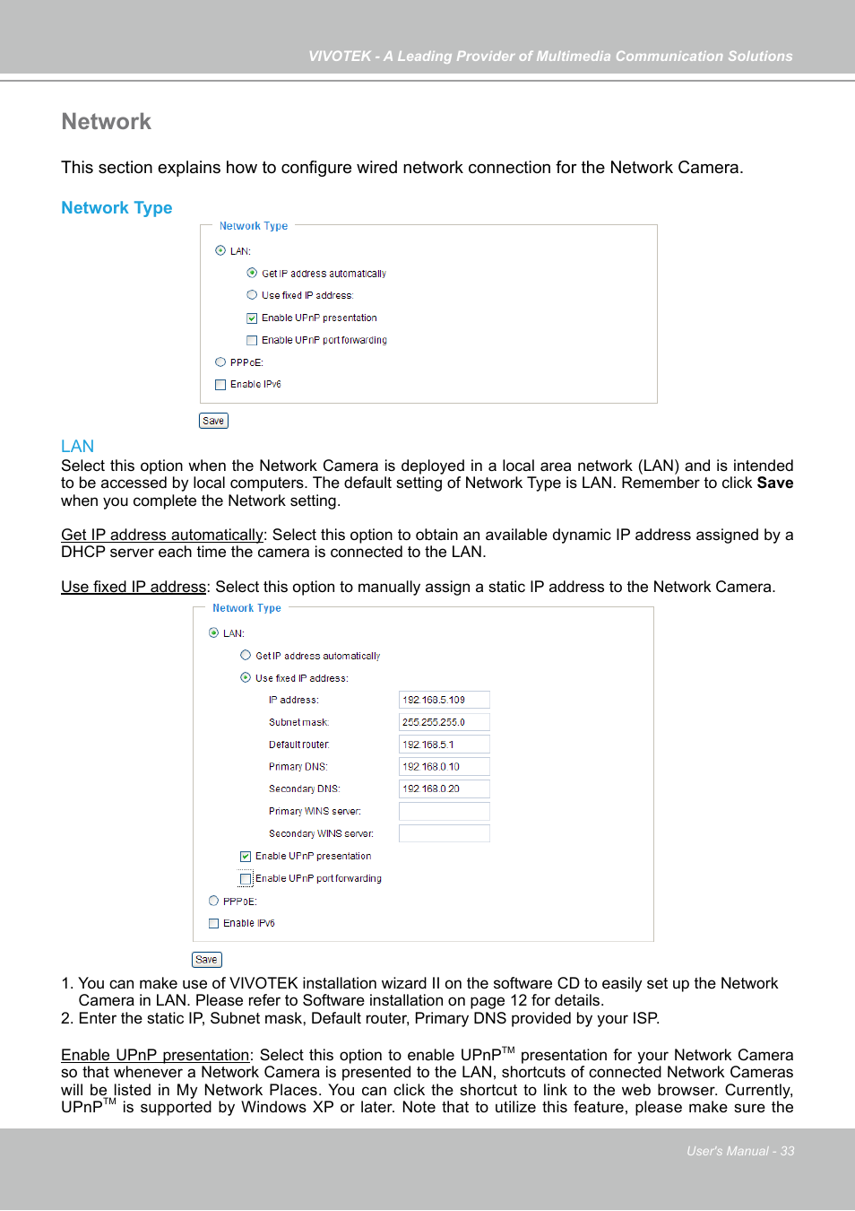 Network | Vivotek PZ7131 User Manual | Page 33 / 130