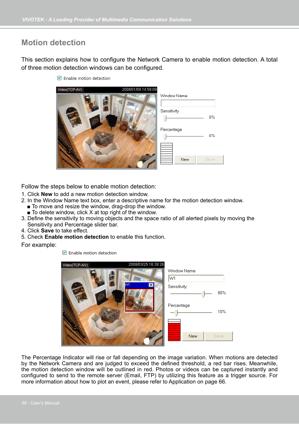 Motion detection | Vivotek PZ7131 User Manual | Page 58 / 130