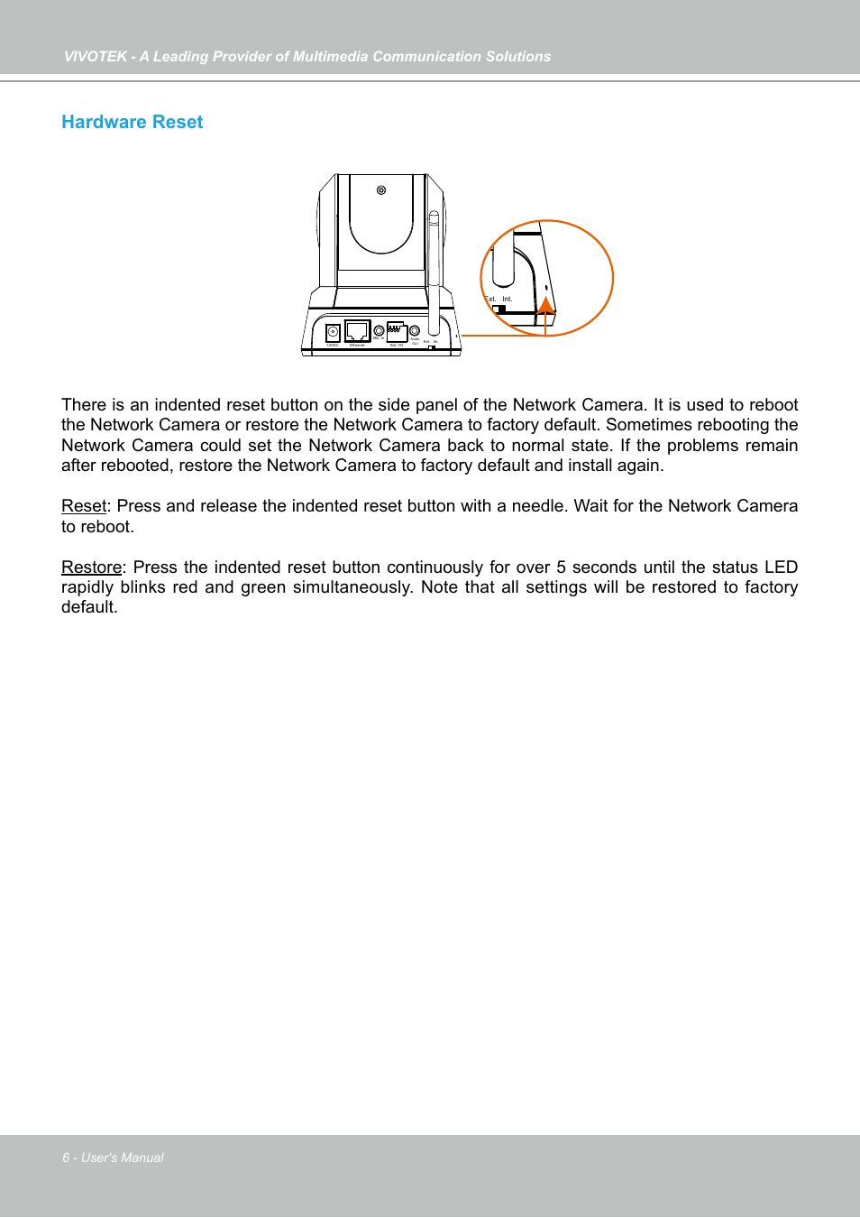 Hardware reset | Vivotek PZ7131 User Manual | Page 6 / 130