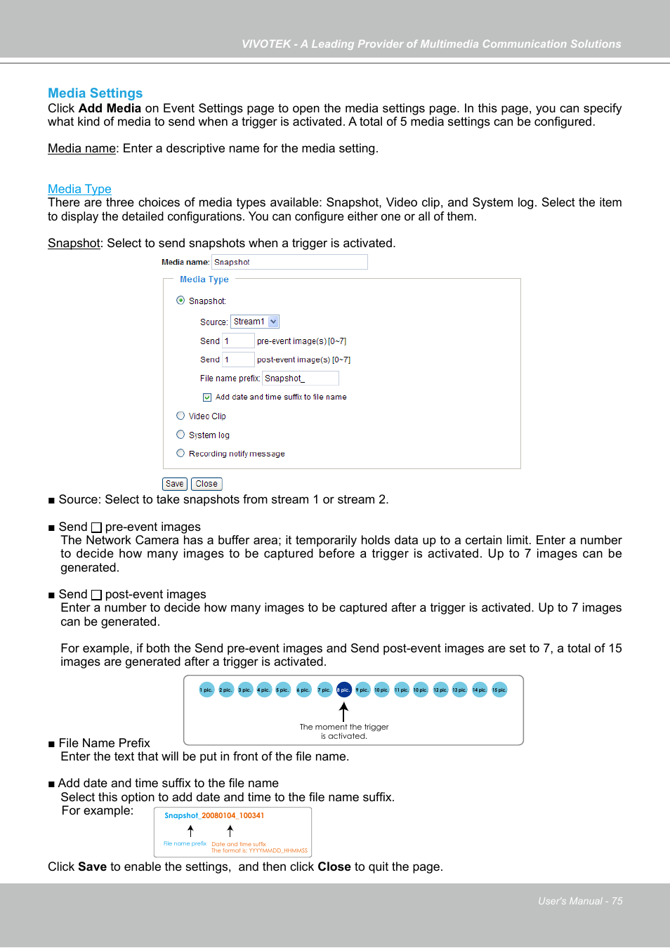 Media settings | Vivotek PZ7131 User Manual | Page 75 / 130
