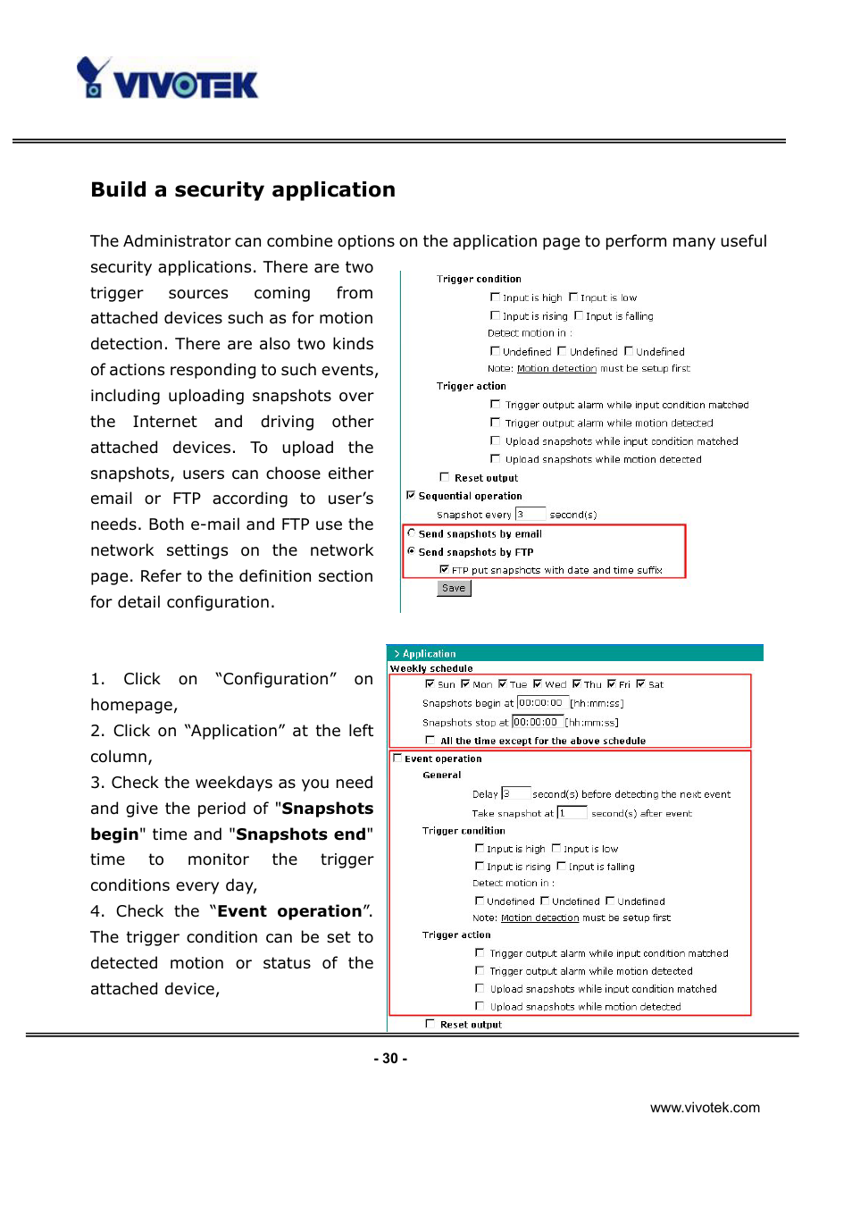 Build a security application | Vivotek IP3132 User Manual | Page 31 / 65