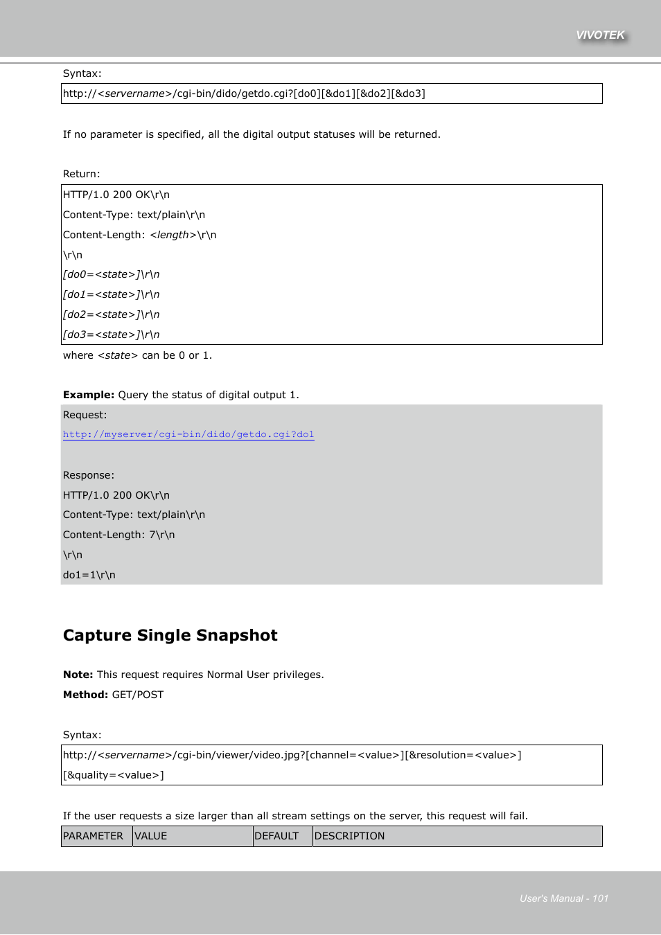 Capture single snapshot | Vivotek IZ7151 User Manual | Page 101 / 110