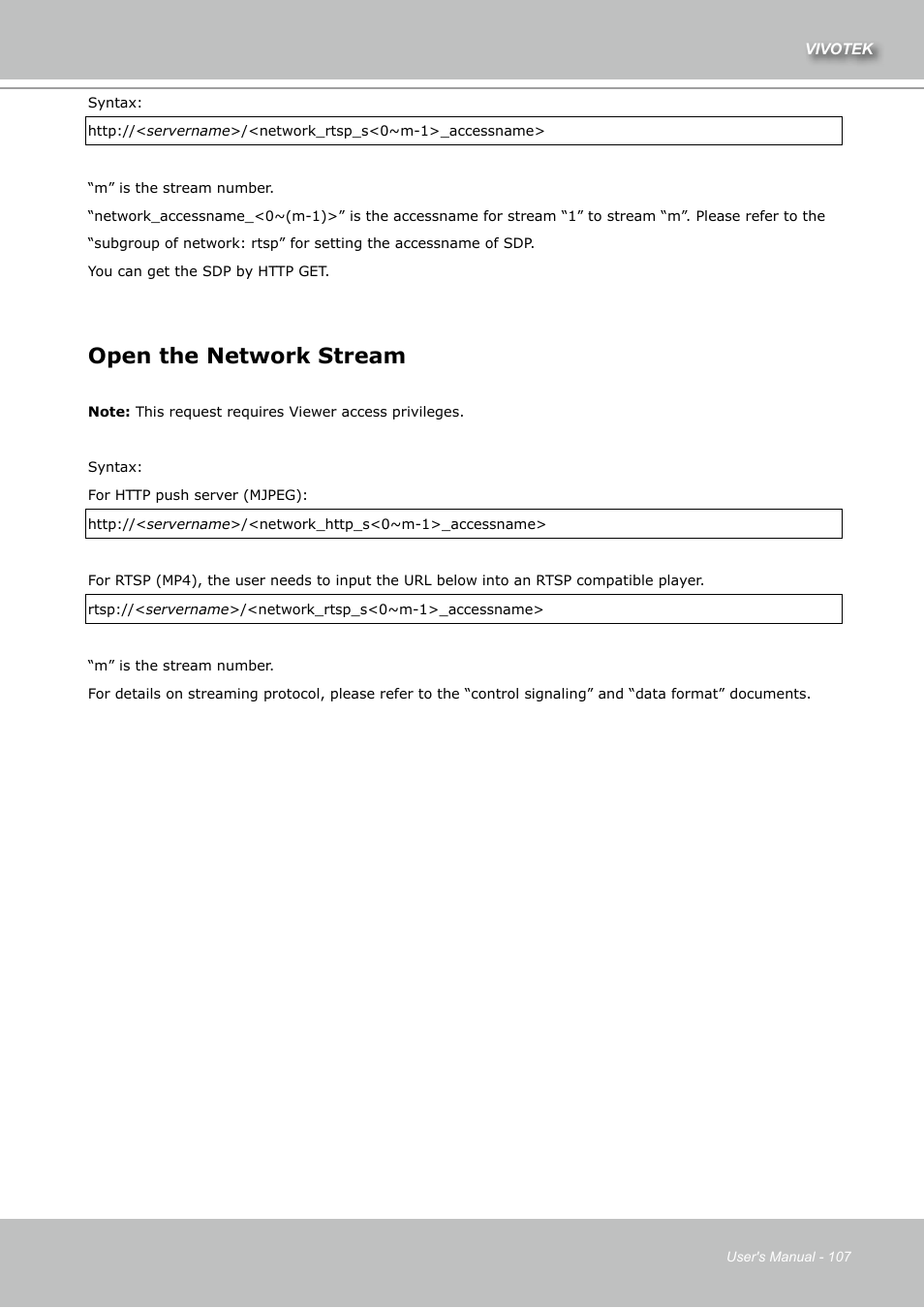 Open the network stream | Vivotek IZ7151 User Manual | Page 107 / 110