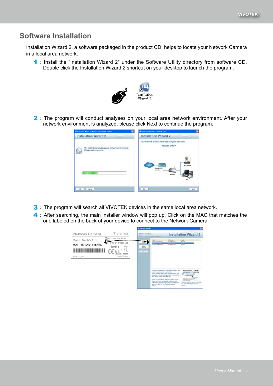 Software installation | Vivotek IZ7151 User Manual | Page 11 / 110
