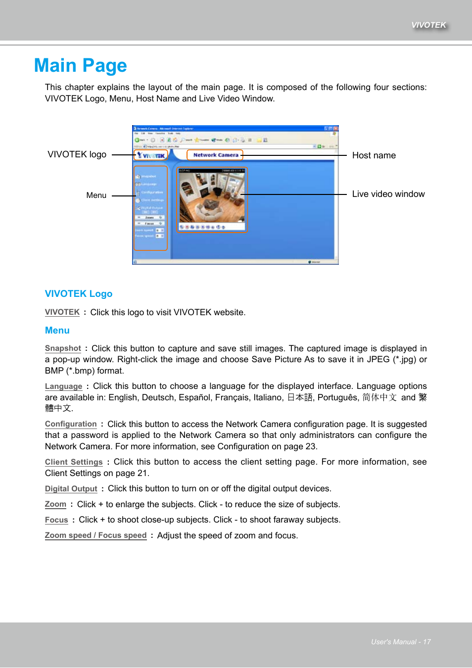 Main page | Vivotek IZ7151 User Manual | Page 17 / 110