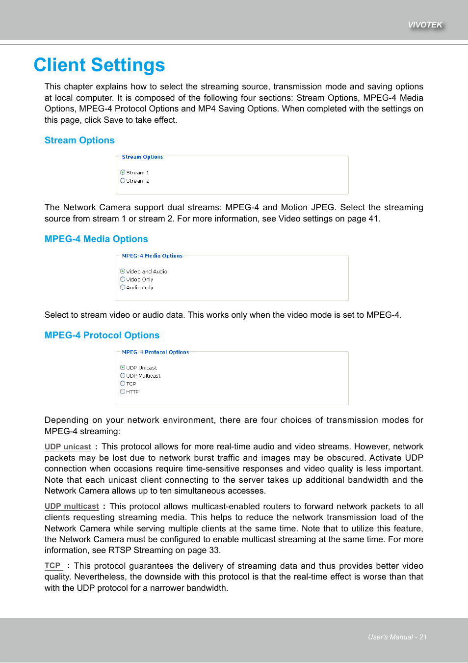 Client settings | Vivotek IZ7151 User Manual | Page 21 / 110