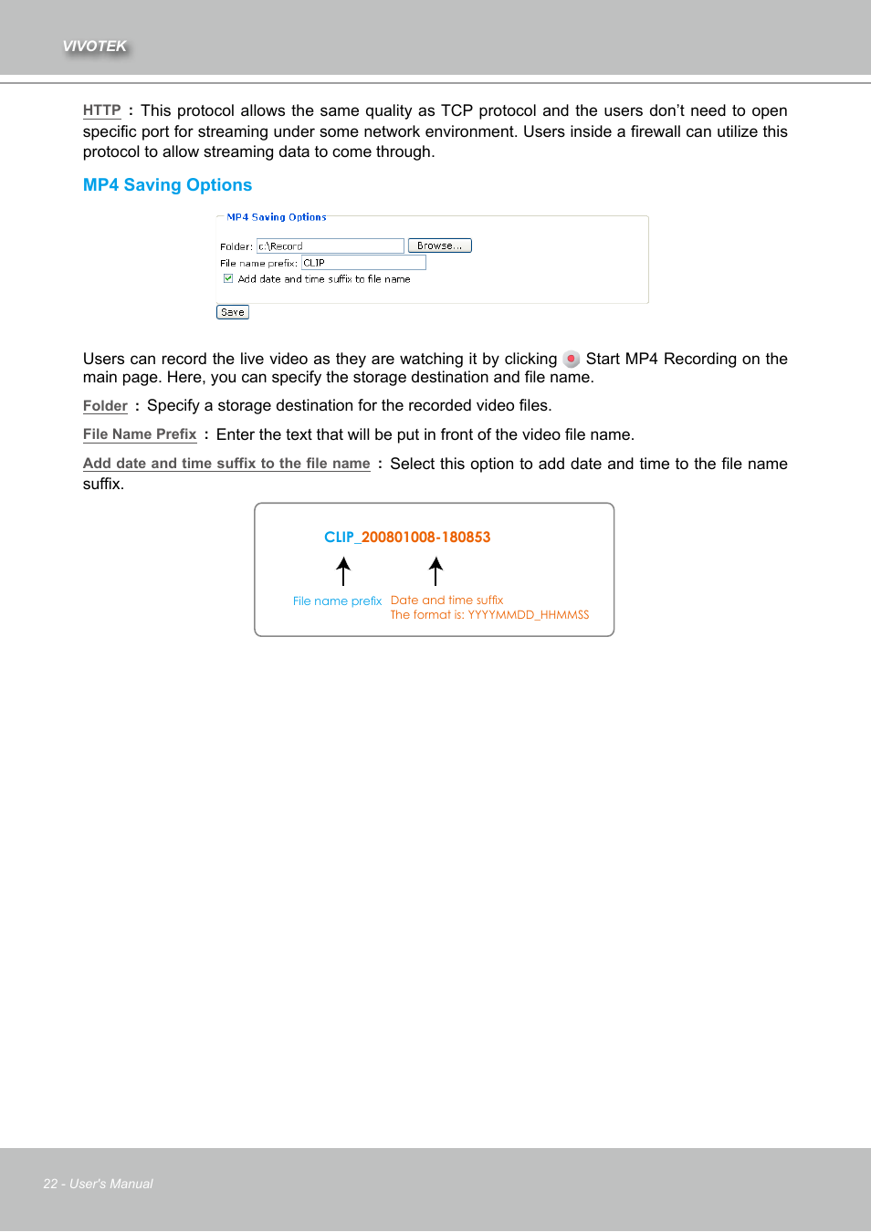 Mp4 saving | Vivotek IZ7151 User Manual | Page 22 / 110