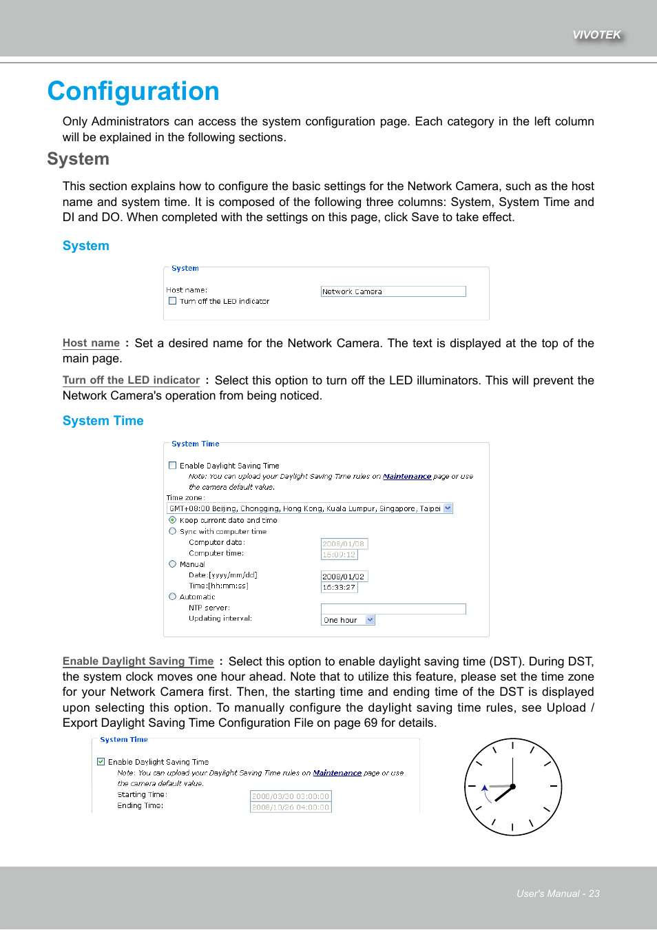 Configuration, System | Vivotek IZ7151 User Manual | Page 23 / 110
