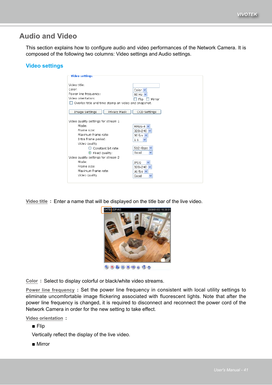 Audio and video, Audio | Vivotek IZ7151 User Manual | Page 41 / 110