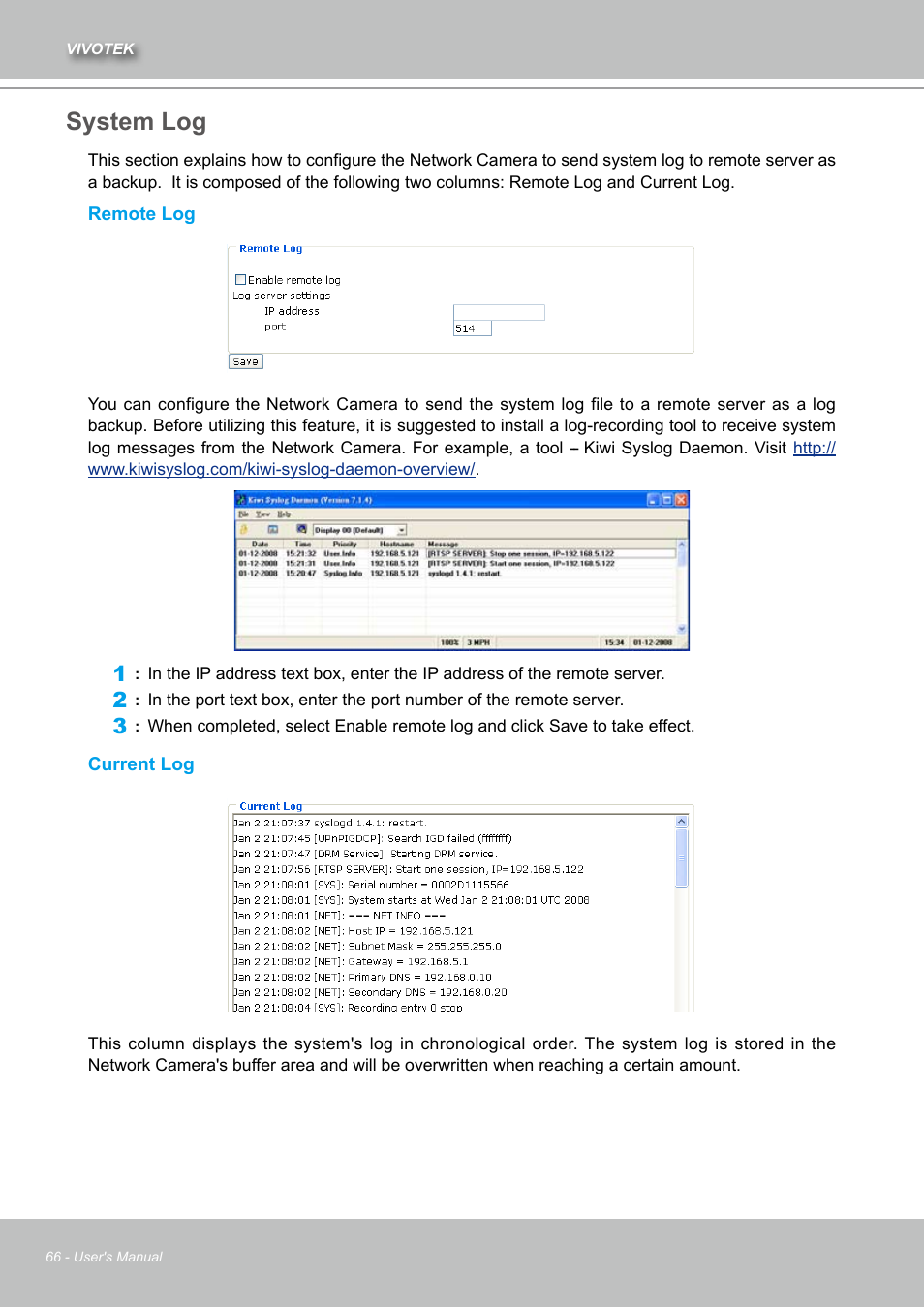 System log | Vivotek IZ7151 User Manual | Page 66 / 110