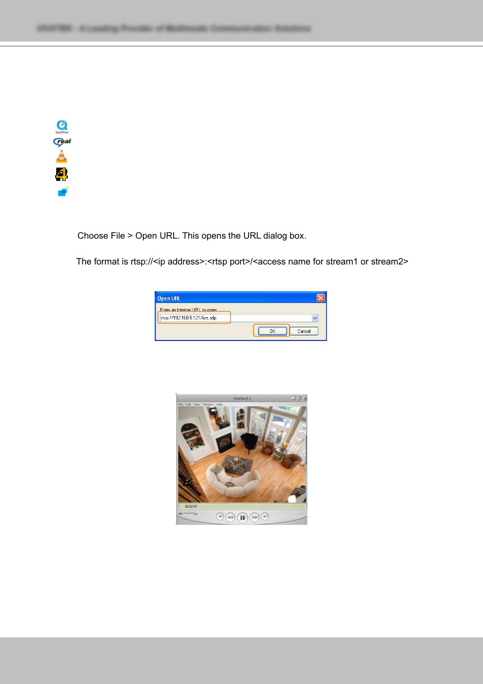 Using rtsp players | Vivotek NETWORK CAMERA IZ7151 User Manual | Page 14 / 103