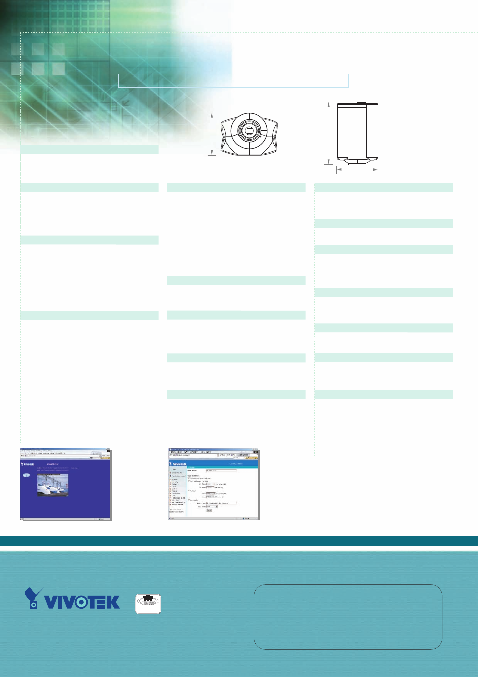 Network camera, Technical specifications, Echnical | Pecifications, Vivotek inc | Vivotek IP2111 User Manual | Page 2 / 2