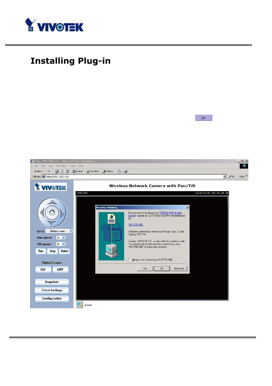 Installing plug-in | Vivotek PT3122 User Manual | Page 14 / 64